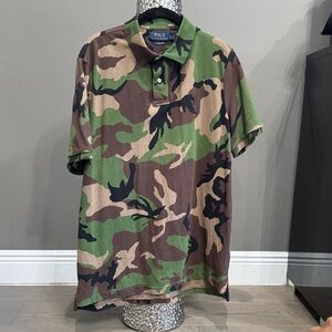 Polo by Ralph Lauren Men's Green and Brown Camouflage Polo Shirt